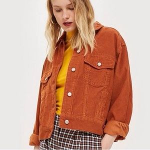 Topshop Burnt Orange Boxy Oversize Corduroy Jacket